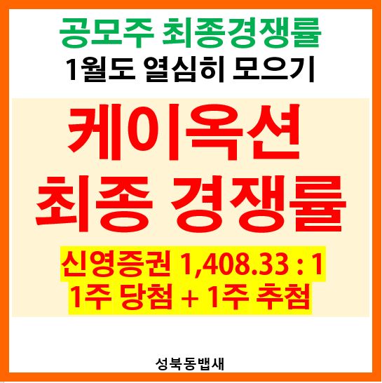  케이옥션 최종경쟁률, 예상균등배정수량