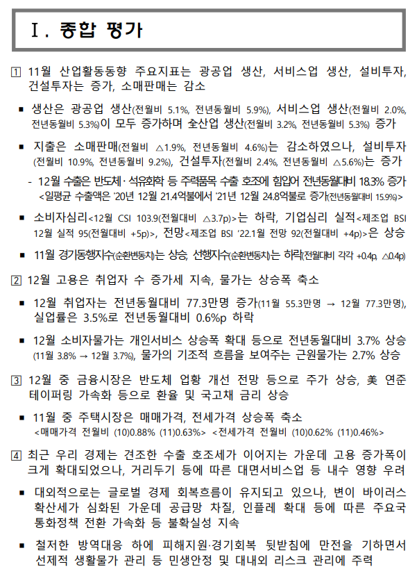 2022년 1월 최근 경제동향_기획재정부 2022년 1월 최근 경제동향_기획재정부