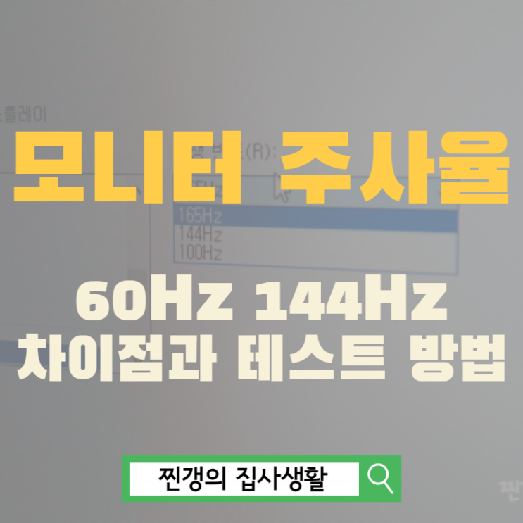  모니터 주사율 60Hz, 144Hz 차이점과 테스트 방법