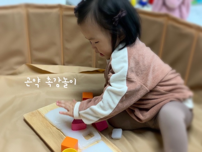  16개월 아기 촉감놀이 | 곤약을 이용한 촉감놀이 겸 모양놀이