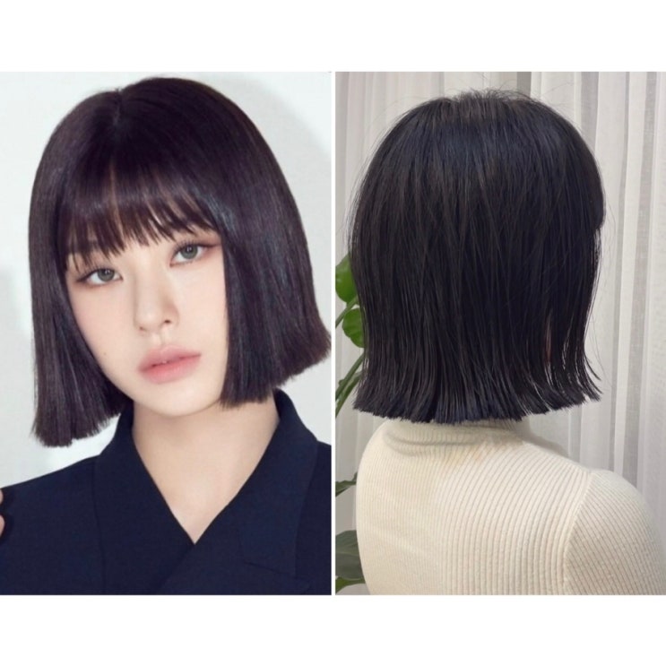  노제단발 앞머리 풀뱅과 테슬컷의 조화 달리프모델