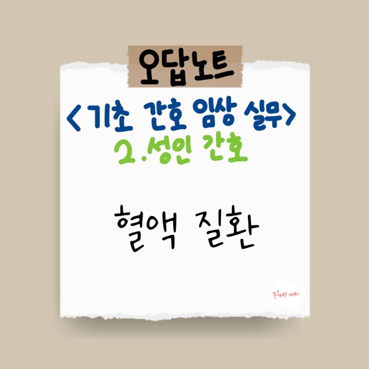  [기초 간호 임상 실무] 오답노트 - 2. 성인 간호 - 06) 혈액 질환
