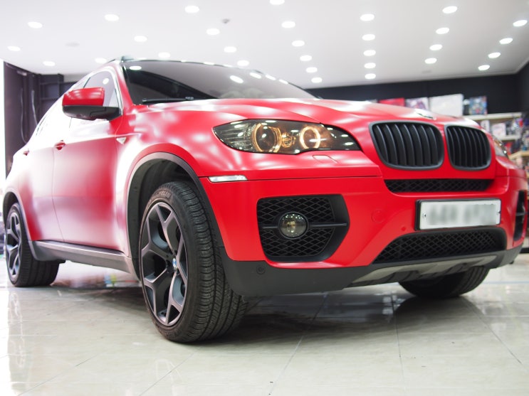 수원랩핑 BMW X6 사틴레드로 강렬함을 주다!!