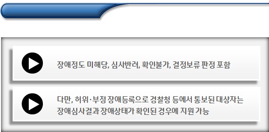 장애정도 심사용 진단서 발급 및 검사비 지원대상