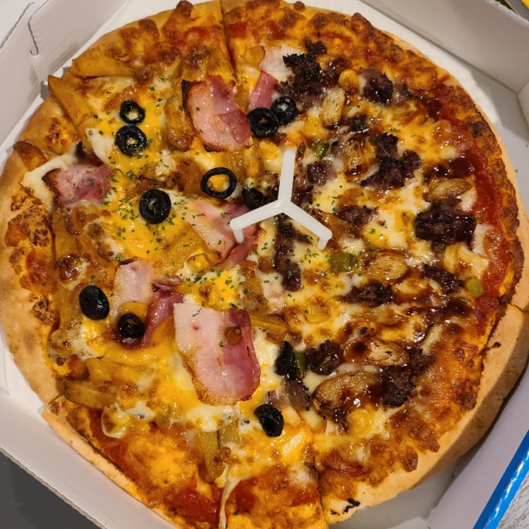  치즈후라이 + 통마늘 불고기 반반피자 조합 배달 후기  <반올림피자샵>