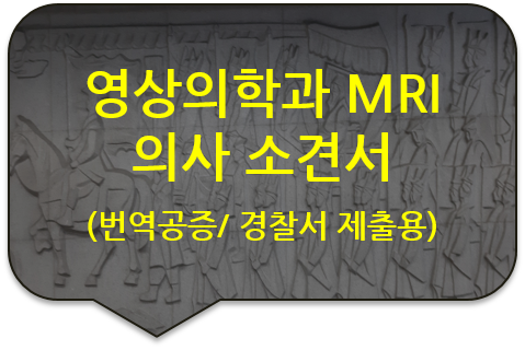 영상의학과 의원 MRI 판독 기록 '의사 소견서' 번역공증 [압구정/동대문/중랑/논현 번역공증(대행)]