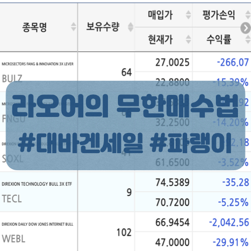  라오어의 무한매수법 현재 상황 브리핑(feat. webl)