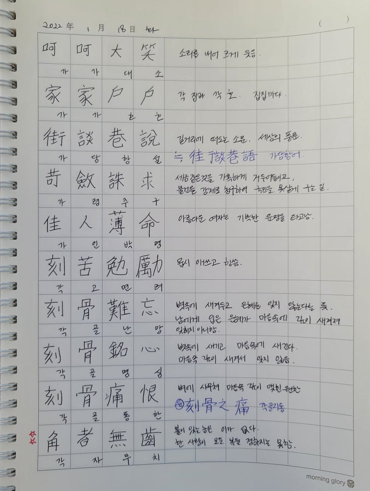  상공회의소 한자 2급 도전. 오늘은 사자성어 10개