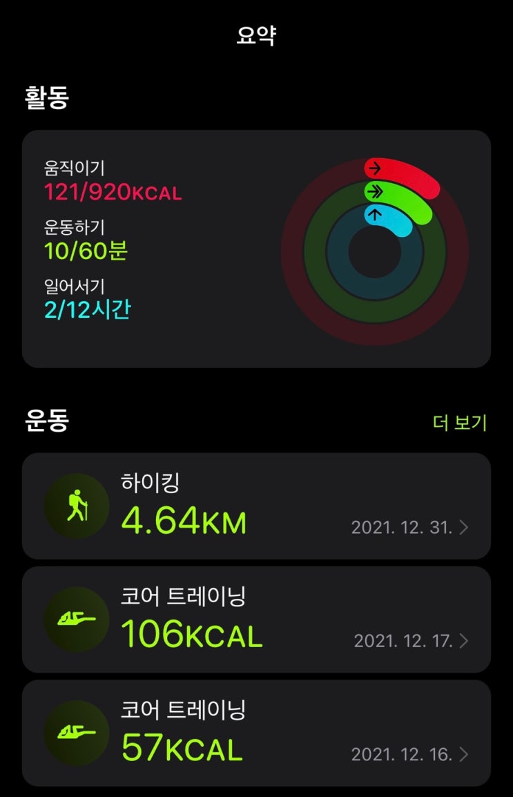  애플 피트니스 앱으로 나의 움직임과 운동 체크! [애플워치/활동/운동/피트니스]