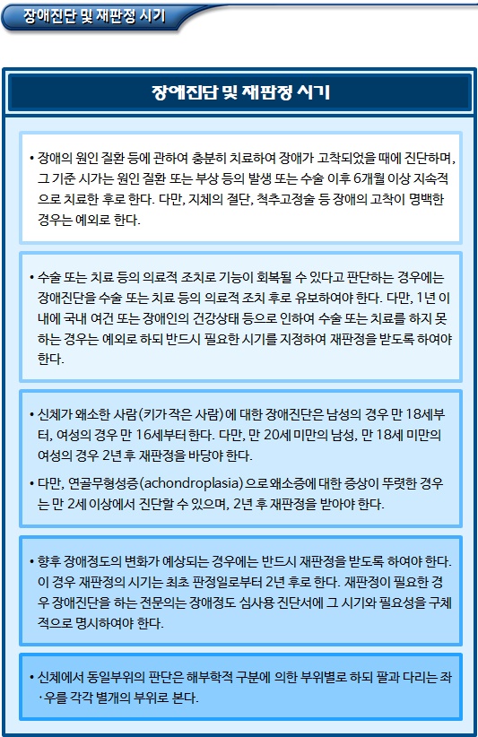 상지, 하지 절단장애 판정개요