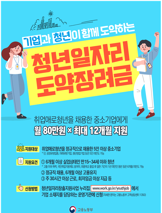 청년과 기업이 함께 도약하는 “청년일자리도약장려금” 사업 시작!_고용노동부