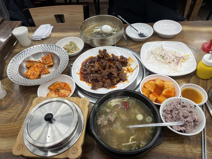 인하대맛집 , 용현동맛집 : 최강면옥 , 매콤 갈비찜 + 갈비탕 세트 가성비갑 소갈비찜 맛집