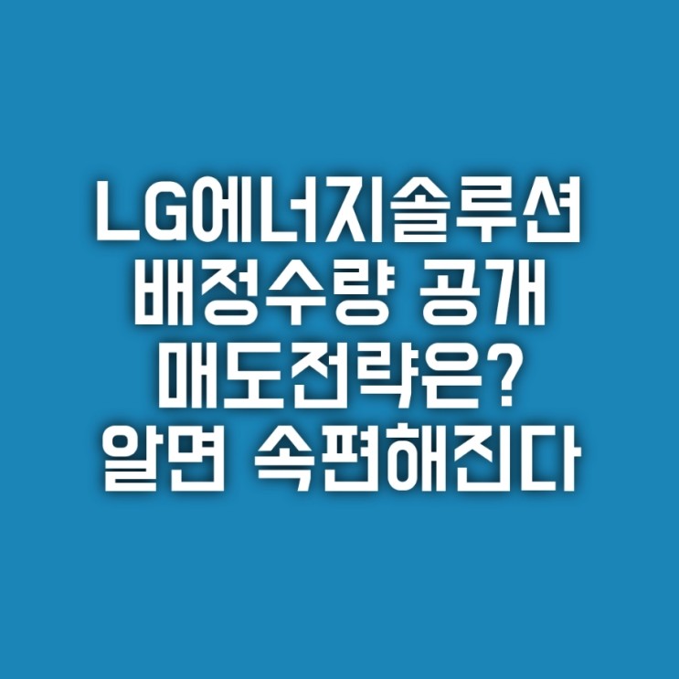 LG에너지솔루션 청약배정 결과 상장일 목표가 (Feat.효율적인 투자)