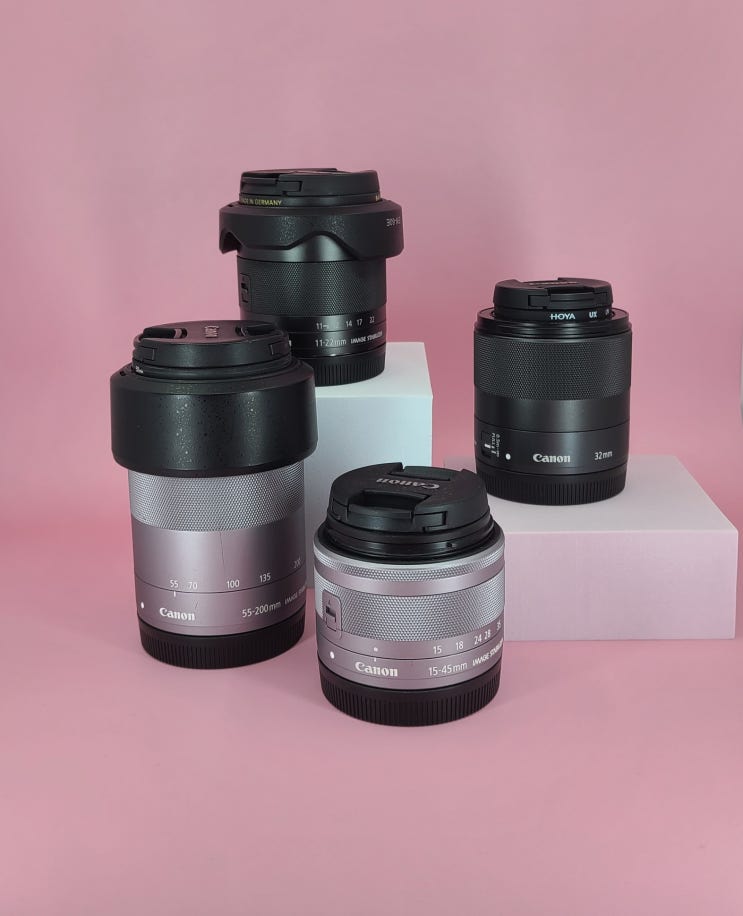 캐논 미러리스 렌즈 화각 비교 / 32mm, 11-22mm, 55-200mm, 15-45mm / EF-M 렌즈