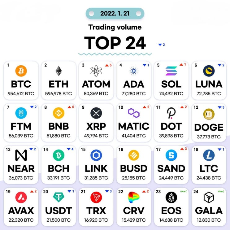 1월21일 거래량 TOP 24 및 투자 목록