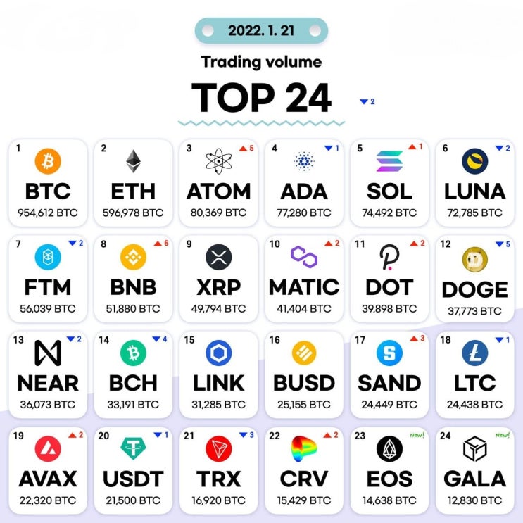  1월21일 거래량 TOP 24 및 투자 목록