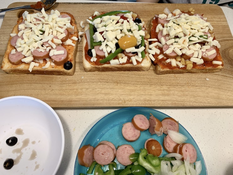 방학기간, 아이들과 간단 요리 식빵 피자토스트 만들기