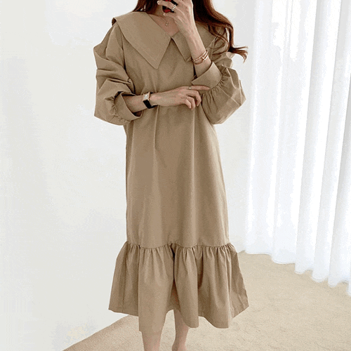  [SALE]스티치 빅카라 원피스(2color)95
