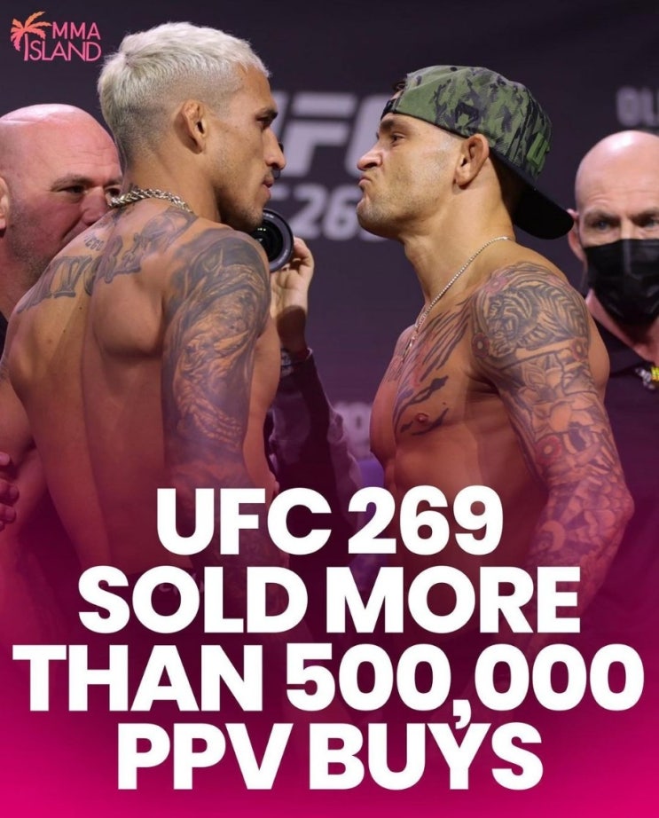 UFC 269 미국에서만 50만 장 이상 판매 / 파트리키 핏불 vs 시드니 아웃로 등 MMA 뉴스