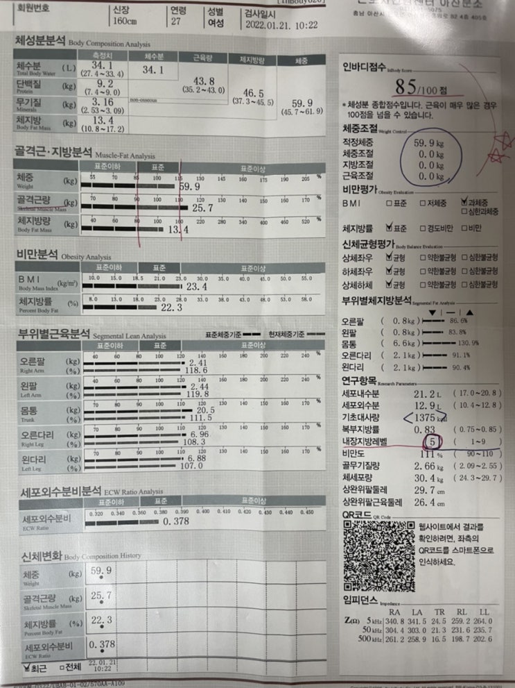  인바디 변화 (11월 →1월)