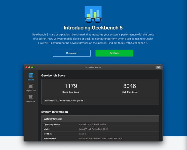  긱벤치(Geekbench)로 컴퓨터 성능 테스트하기