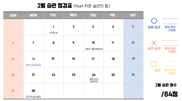  습관 점검 굿노트 다이어리 속지 무료 공유 (2월)