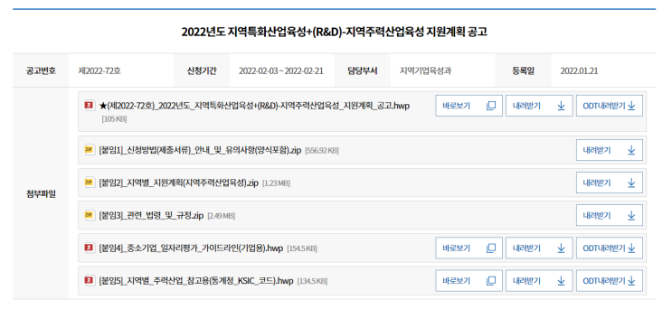 지역특화산업육성+(R&D) 지역주력산업육성 지원계획 공고_중소벤처기업부 지역특화산업육성+(R&D) 지역주력산업육성 지원계획 공고_중소벤처기업부
