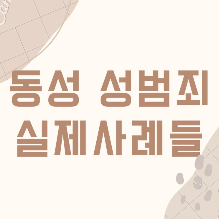  남자 피해자 카메라등이용촬영, 준강제추행 기소유예 등 동성  성범죄 특징과 실제 사례들입니다