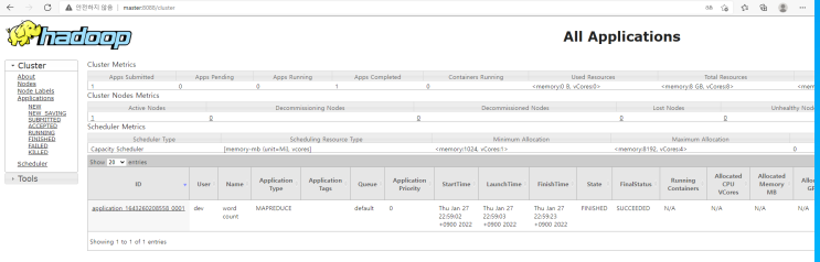 [Hadoop] Hadoop 단일 노드 WordCount예제