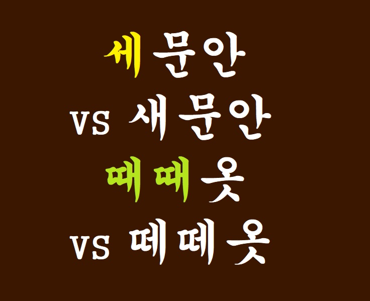 세문안 VS 새문안 과 때때옷 VS 떼떼옷 구분! 한자 와 알록달록 에서 힌트를! (한글 맞춤법)