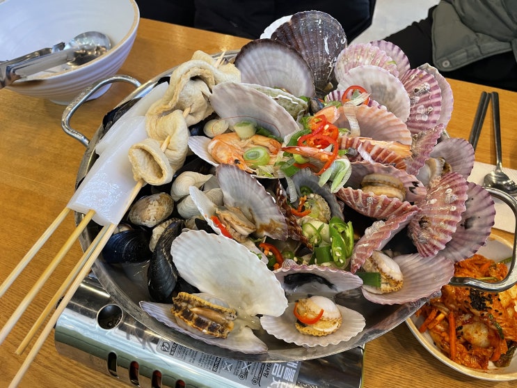  영종도맛집 구읍뱃터맛집 : 97도씨 해물칼국수 에서 조개전골 , 영종도칼국수 맛집