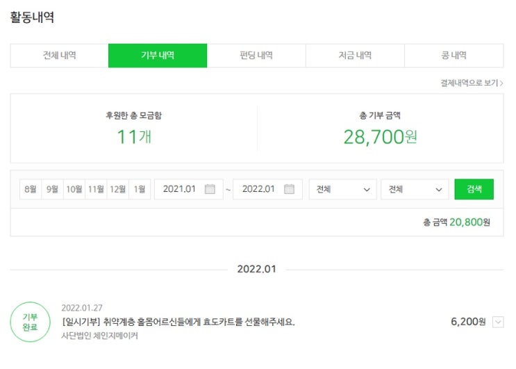  2022년 소소하게 기부하기