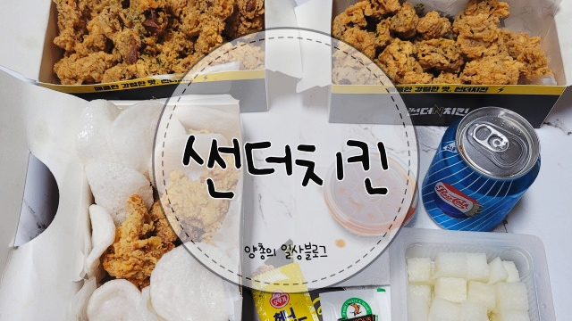  내돈내산) 사이드 메뉴도 맛있는 썬더치킨(with. 닭똥집&순살치킨)