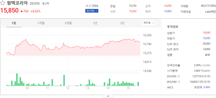  펌텍코리아, 소룩스, 에코프로에이치엔 주식 전망 주식시세