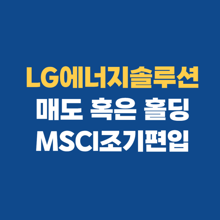 LG에너지솔루션 MSCI 조기편입 결과 및 공모주 후기