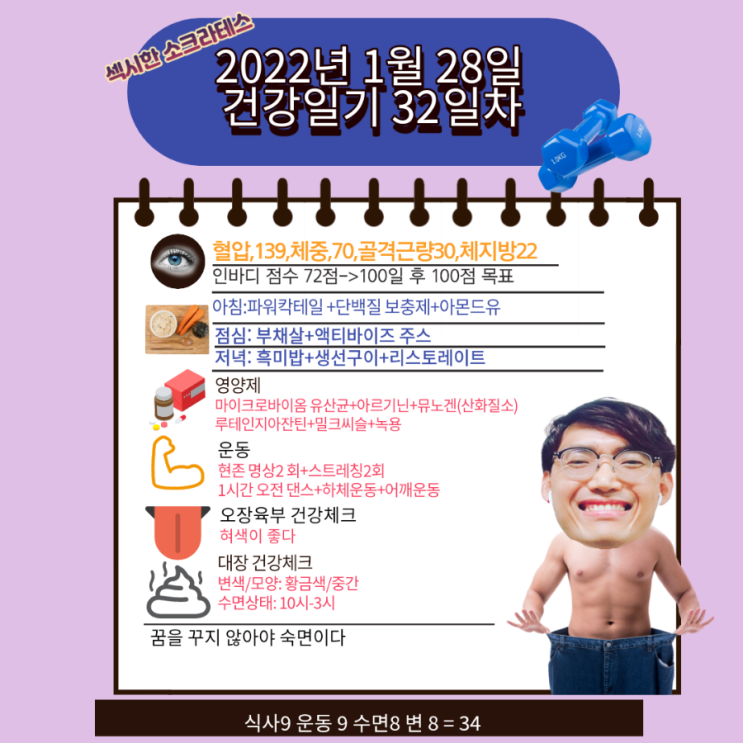 2022년 1월 28일 섹시한 소크라테스 건강일기