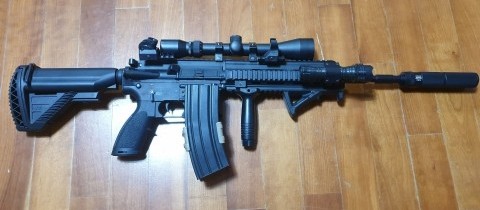  HK416 업그레이드(소음기, 아중 탄창, 개머리판)