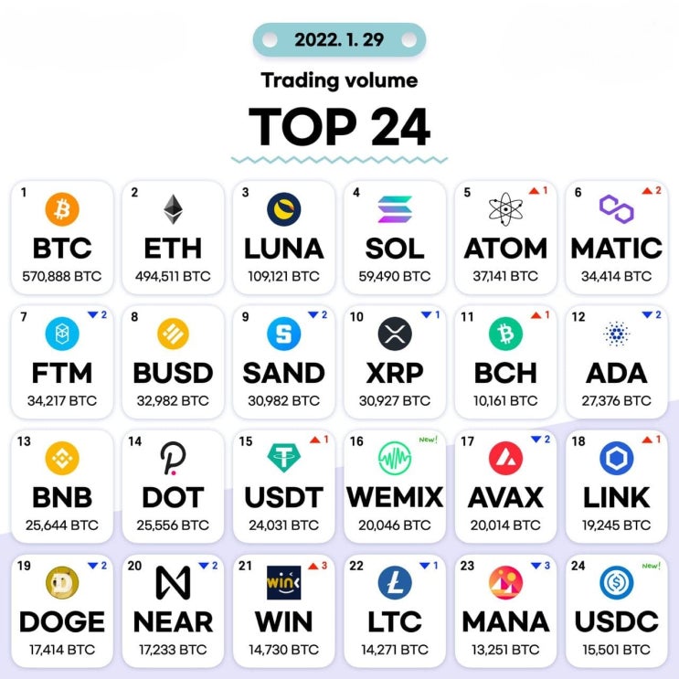  1월29일 거래량 TOP 24 및 투자 목록