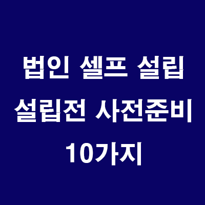  부동산 법인 설립: 1) 온라인 셀프 법인 설립 전 사전 준비사항 10가지
