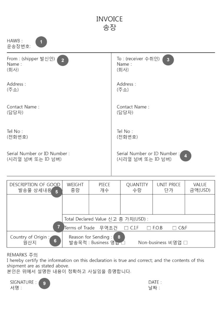 수입신고 통관 기본 송장 인보이스 뜻, 작성방법 양식 (샤넬, 디올? )