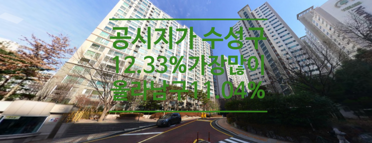  대구 공시지가 수성구 12.33% 가장 많이 올라...남구도 11.04%