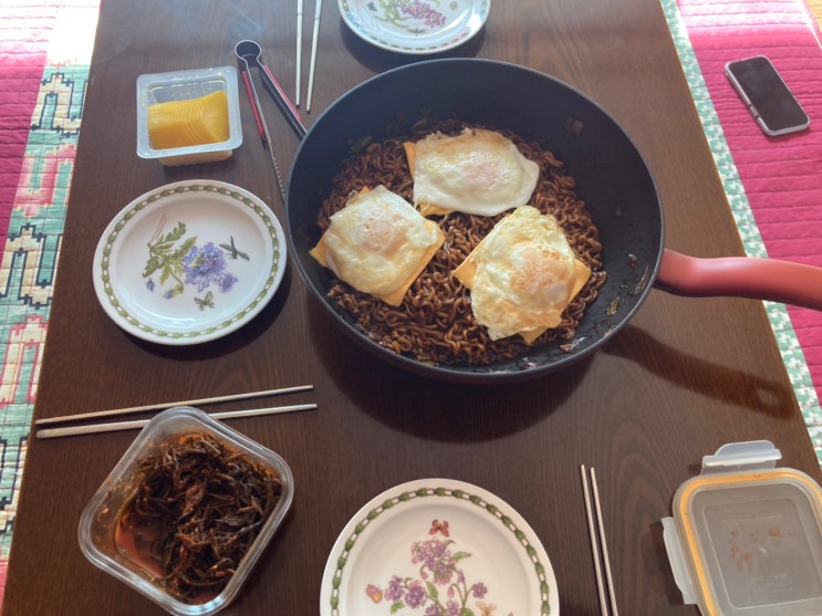  짜파게티 치즈 계란 짜계치 맛있어요
