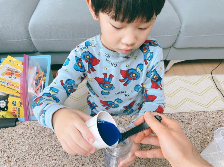  7세 집콕놀이 설탕 무지개탑 엄마표 과학놀이