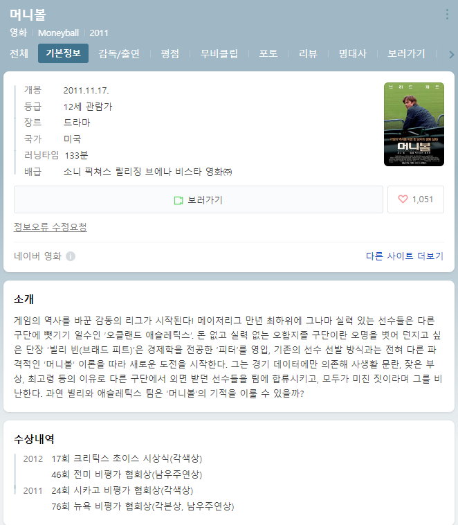  [영화 리뷰] 머니볼