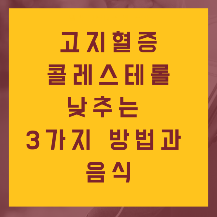  [환자 혁명] 고지혈증 콜레스테롤 낮추는 3가지 방법과 음식