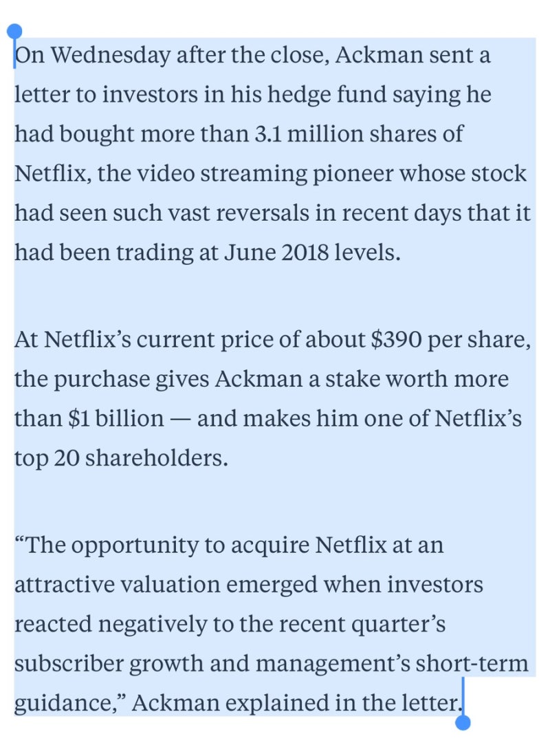 넷플릭스 주가 상승 시작? 빌 애크먼 NFLX 310만주 매수 (거래량 실린 갭하락 팽이형 십자형 캔들차트) : 네이버 블로그