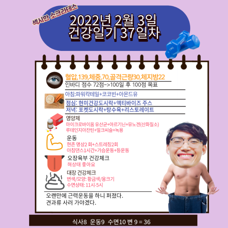  2022년 2월3일 섹시한 소크라테스 건강일기