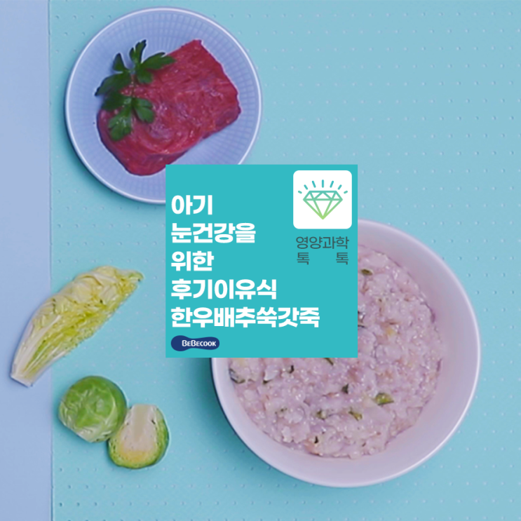 아기 눈건강에 좋은 쑥갓을 활용한 후기이유식 진밥 레시피 “한우배추쑥갓죽”