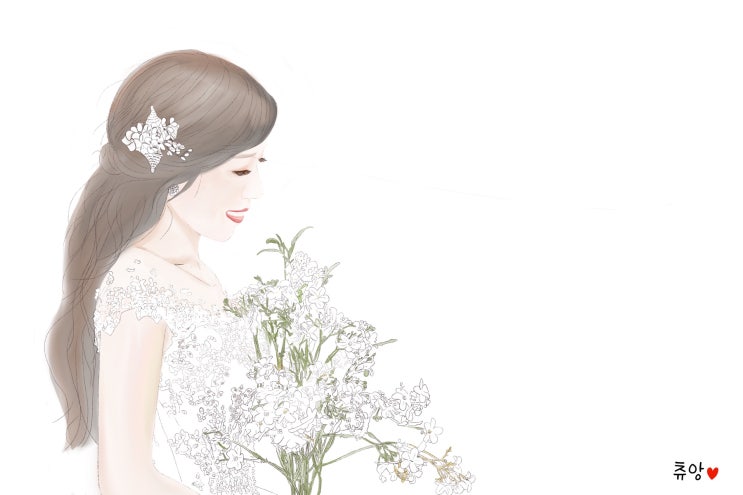  결혼하는 친구 선물로 라인드로잉-신부 라인드로잉!(아이패드 프로크리에이트)