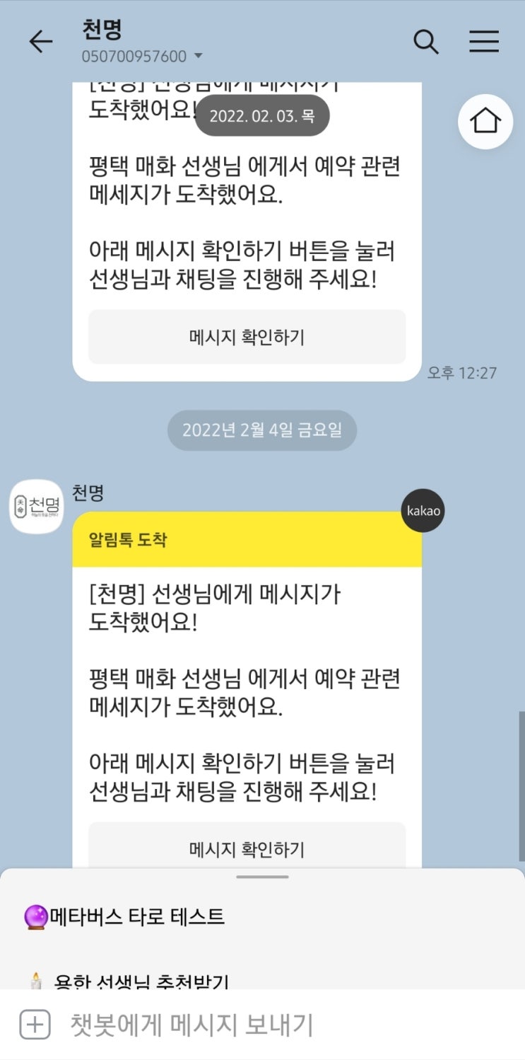  [천명] 전화로 신점보기-용한 평택매화선생님 사주 타로점 애정운 진로 점본후기